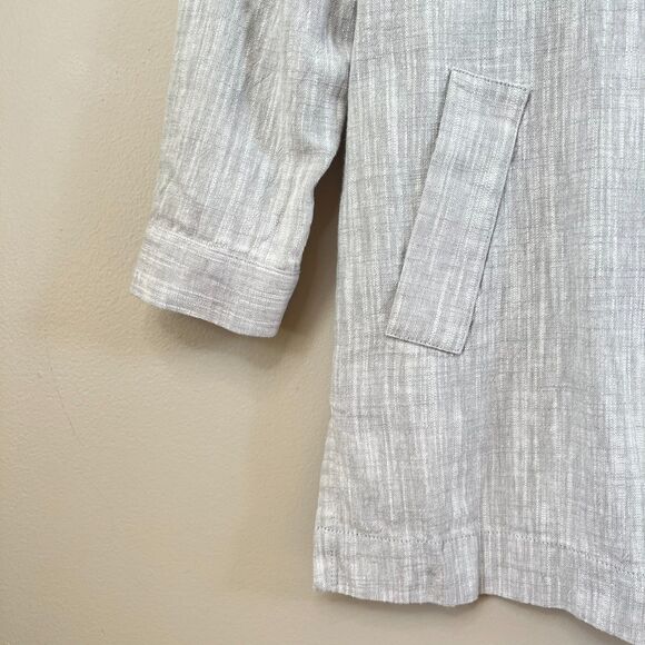 F&F Linen Blend Open Front Oversized Tab Sleeve Grey Marled Cardigan Blazer SZ 6 - Picture 3 of 13